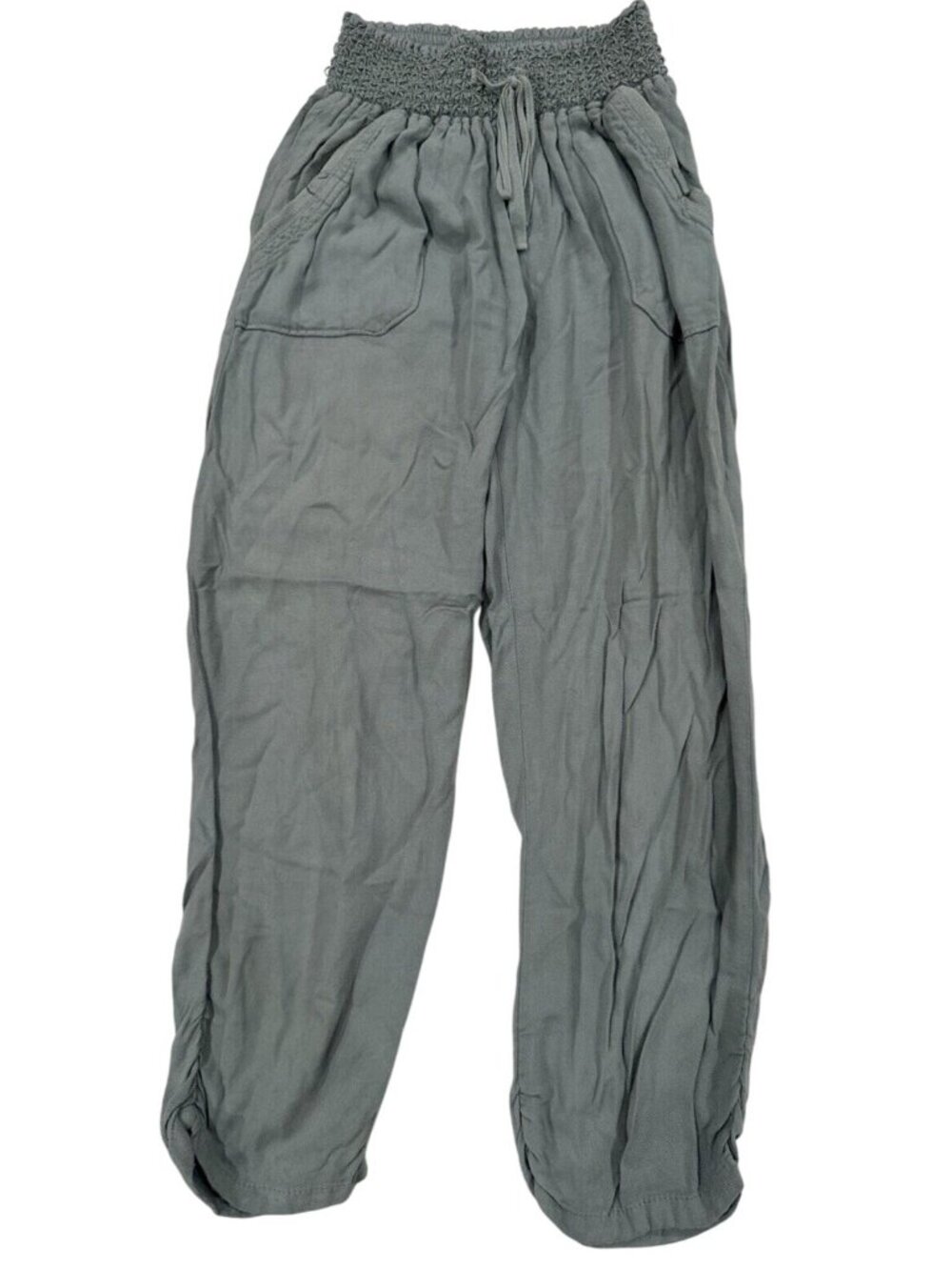 REWASH Brand Vintage Relaxed Fit Olive Green Smocked Waist Jogger Pants S